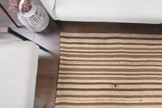 Striped Handmade Vintage Rug - Thumbnail