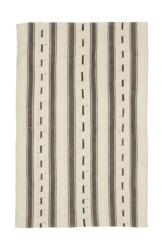 Handmade Vintage Beige Kilim Rug