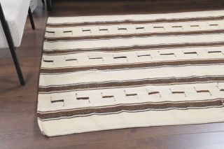 Handmade Vintage Beige Kilim Rug - Thumbnail