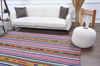 Colorful Kilim Handmade Vintage Rug - Thumbnail