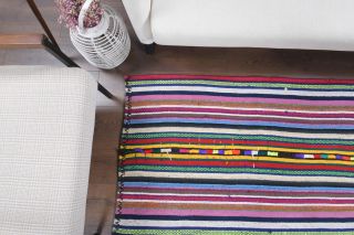 Colorful Kilim Handmade Vintage Rug - Thumbnail
