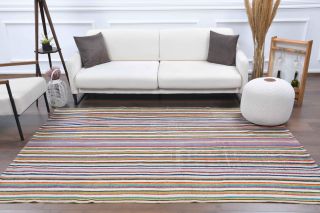 Handmade Vintage Colorful Rug - Thumbnail