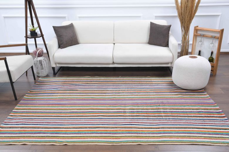 Handmade Vintage Colorful Rug