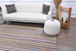 Handmade Vintage Colorful Rug - Thumbnail