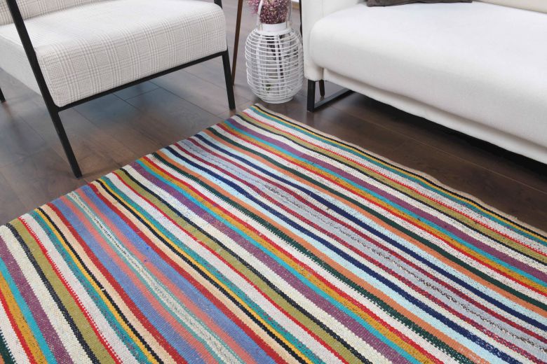 Handmade Vintage Colorful Rug