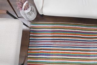 Handmade Vintage Colorful Rug - Thumbnail