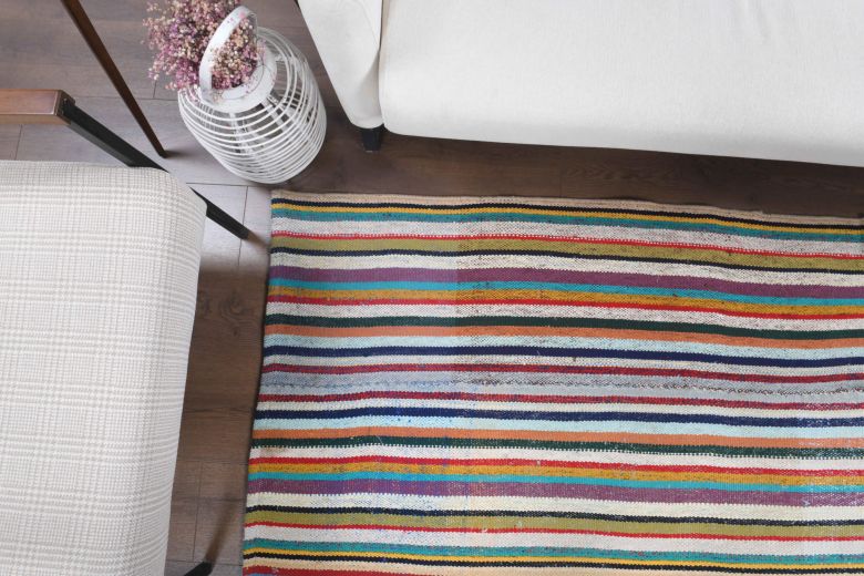 Handmade Vintage Colorful Rug