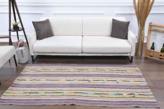 Colorful Handmade Vintage Kilim Rug - Thumbnail