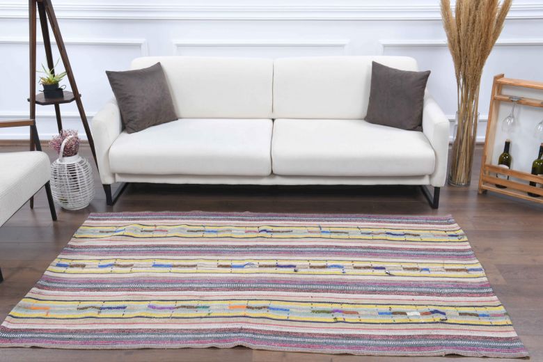 Colorful Handmade Vintage Kilim Rug