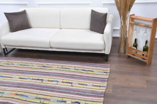 Colorful Handmade Vintage Kilim Rug - Thumbnail