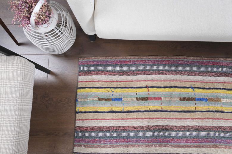 Colorful Handmade Vintage Kilim Rug