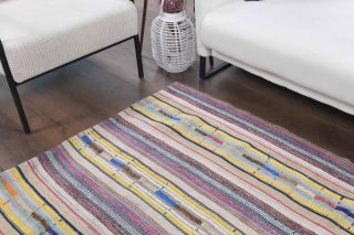 Colorful Handmade Vintage Kilim Rug - Thumbnail