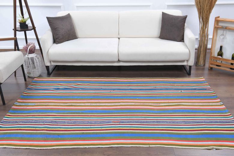 Pastel Colored Kilim Vintage Rug