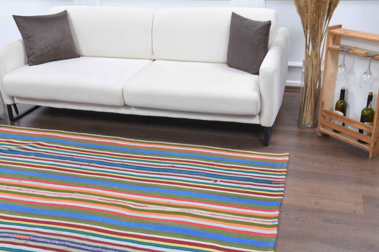 Pastel Colored Kilim Vintage Rug