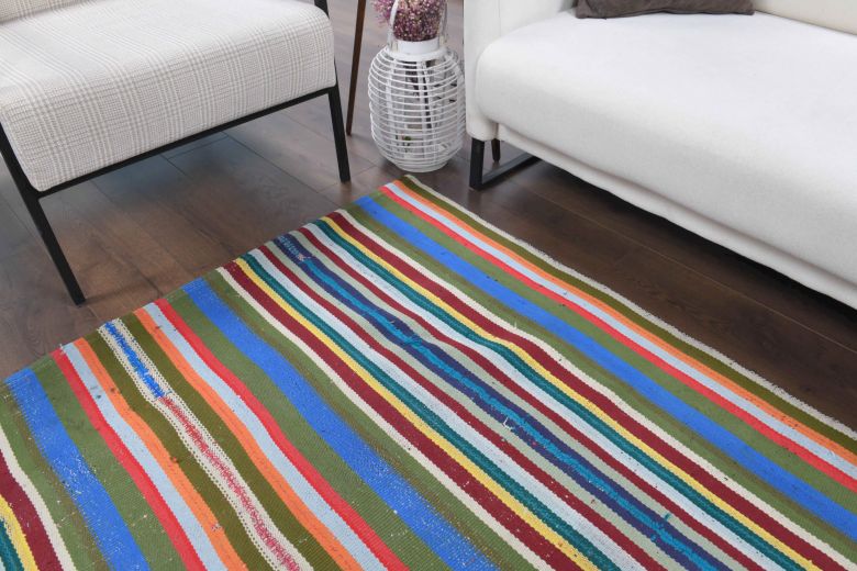 Pastel Colored Kilim Vintage Rug