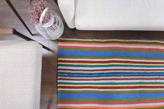 Pastel Colored Kilim Vintage Rug - Thumbnail