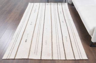 White Kilim Handmade Vintage Rug - Thumbnail