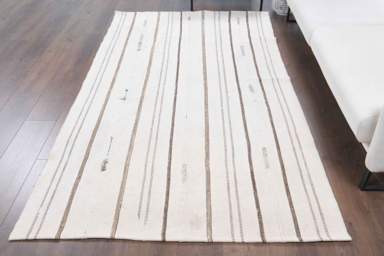 White Kilim Handmade Vintage Rug