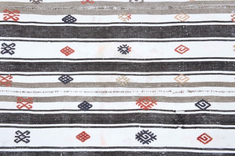 Black White Kilim Handmade Vintage Rug