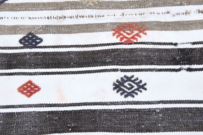 Black White Kilim Handmade Vintage Rug