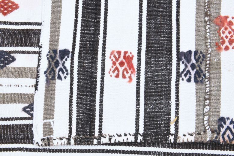 Black White Kilim Handmade Vintage Rug