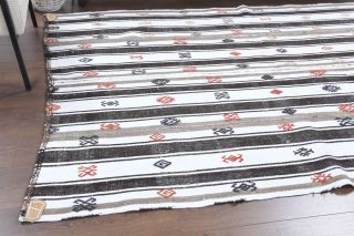 Black White Kilim Handmade Vintage Rug - Thumbnail