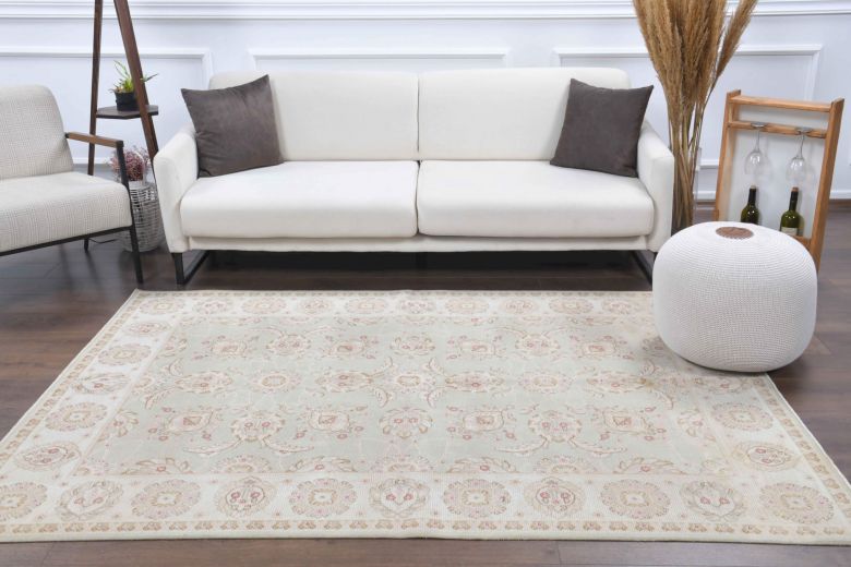 Bohemian Neutral Handmade Vintage Rug