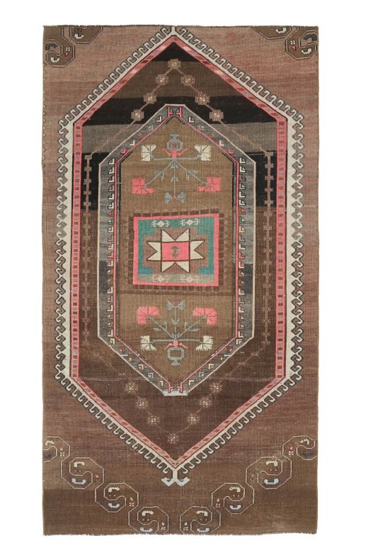 Handmade Vintage Brown Rug