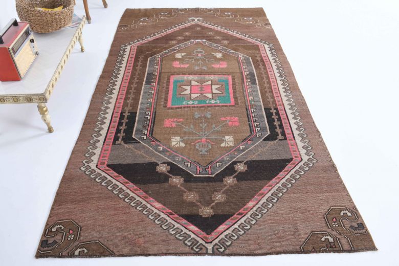 Handmade Vintage Brown Rug