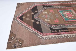 Handmade Vintage Brown Rug - Thumbnail