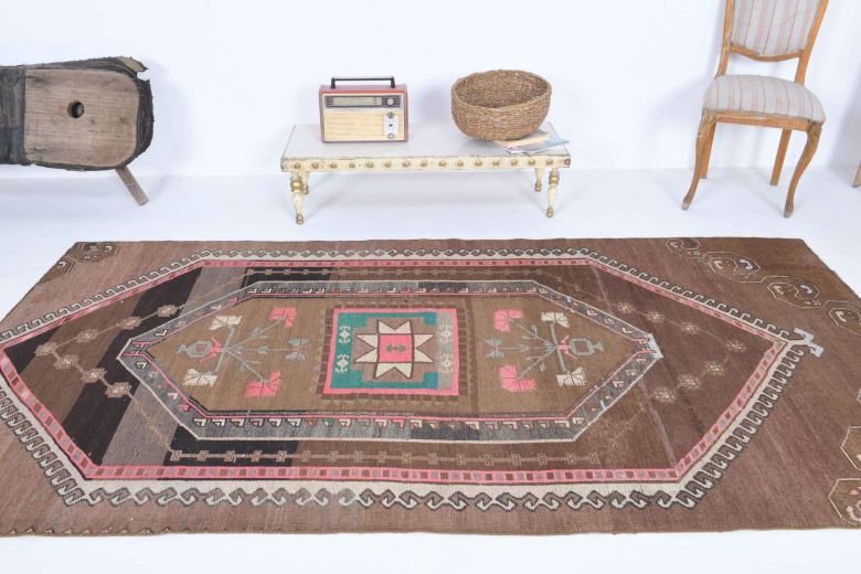 Handmade Vintage Brown Rug