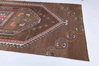 Handmade Vintage Brown Rug - Thumbnail