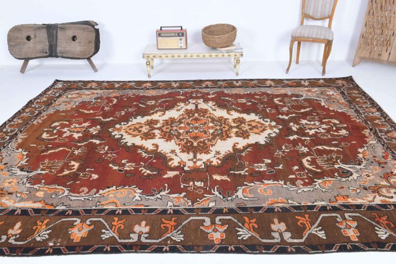 Red to Brown - Handmade Vintage Rug