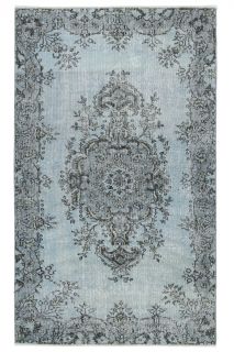 Handmade Vintage Blue Area Rug - Thumbnail