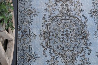 Handmade Vintage Blue Area Rug - Thumbnail