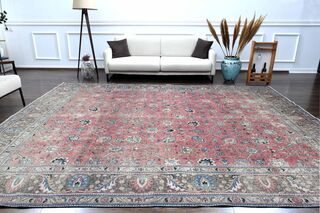 Vintage Tabriz Pink Rug - Thumbnail