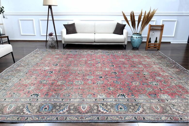 Vintage Tabriz Pink Rug
