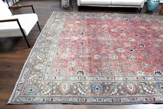 Vintage Tabriz Pink Rug - Thumbnail
