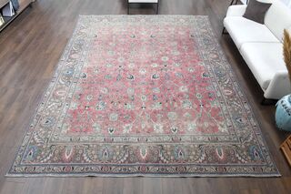 Vintage Tabriz Pink Rug - Thumbnail