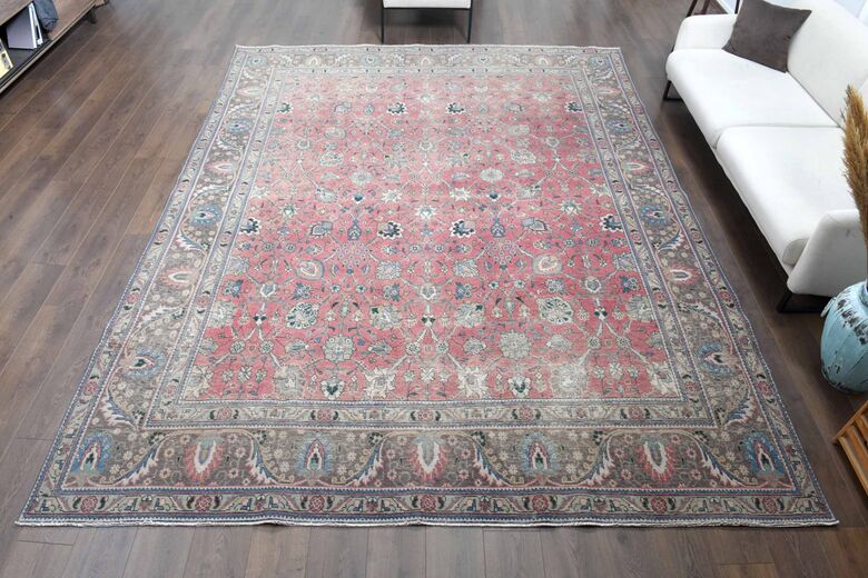 Vintage Tabriz Pink Rug