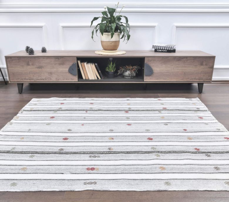 Harleigh - White Striped Kilim