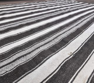 Hattie - Black & White Striped Jute Kilim - Thumbnail