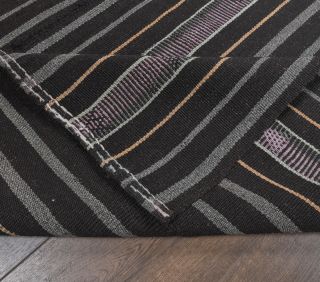 Hazal - Dark Striped Kilim Rug - Thumbnail