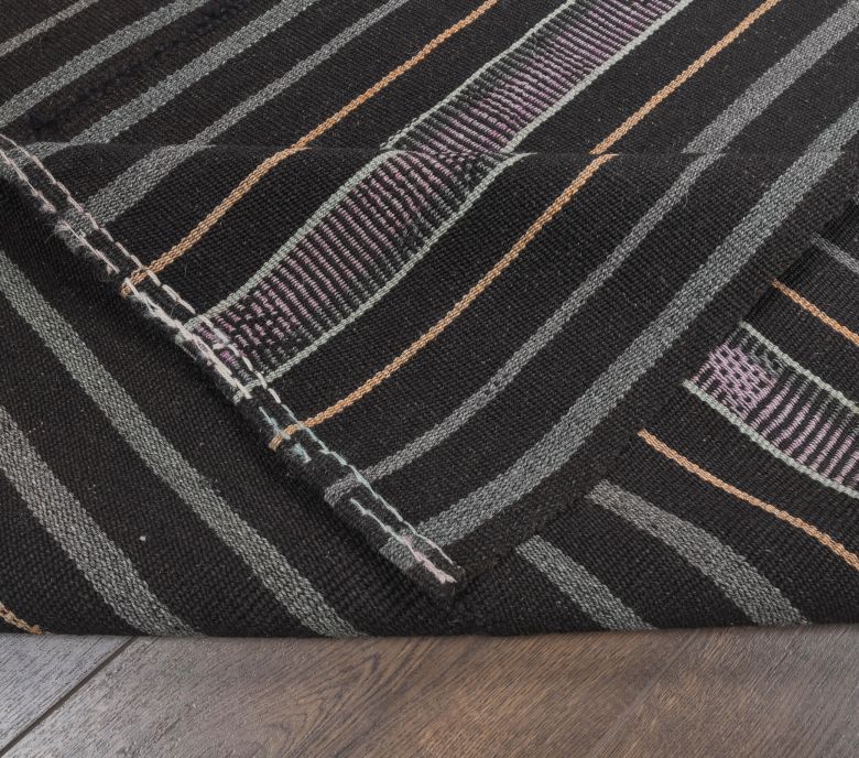 Hazal - Dark Striped Kilim Rug