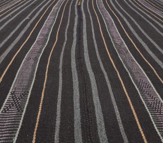 Hazal - Dark Striped Kilim Rug - Thumbnail