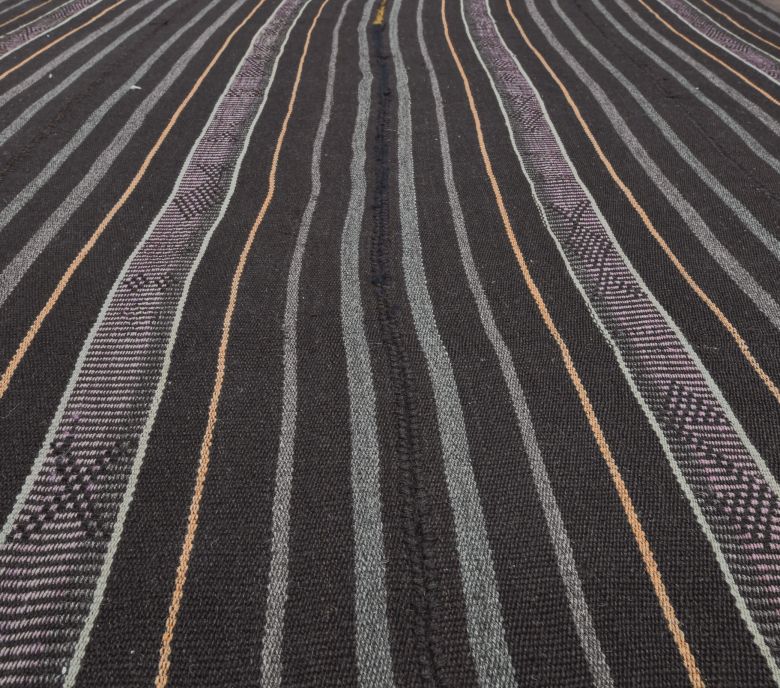 Hazal - Dark Striped Kilim Rug