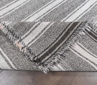 Hazar - Gray & White Kilim Rug - Thumbnail