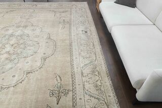 Neutral Beige Persian Vintage Wool Rug - Thumbnail