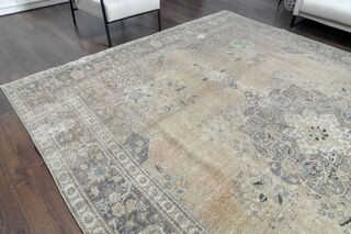 Neutral Persian Antique Wool Carpet - Thumbnail