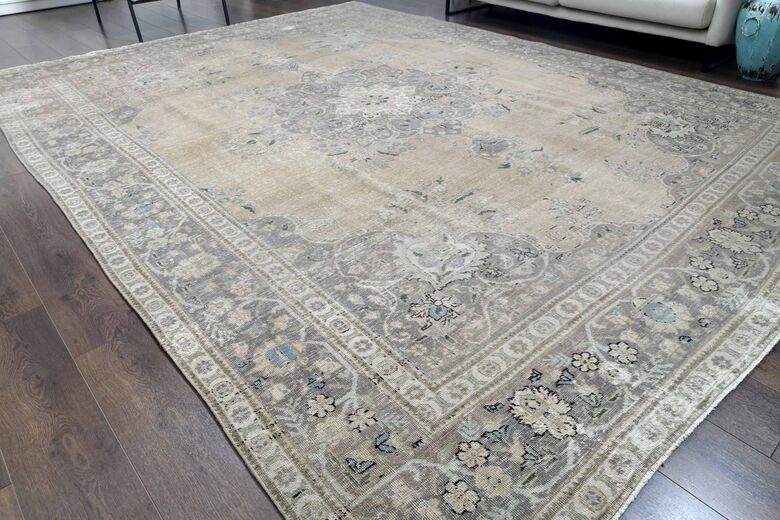 Neutral Persian Antique Wool Carpet